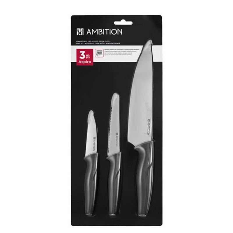 Casa si Gradina - Bucatarie si vesela - Vesela si tacamuri - Cutite si seturi de cutite - Set cutite, 3 piese, include cutit legume si fructe 11.5 cm, AMBITION Aspiro - Infinity.ro