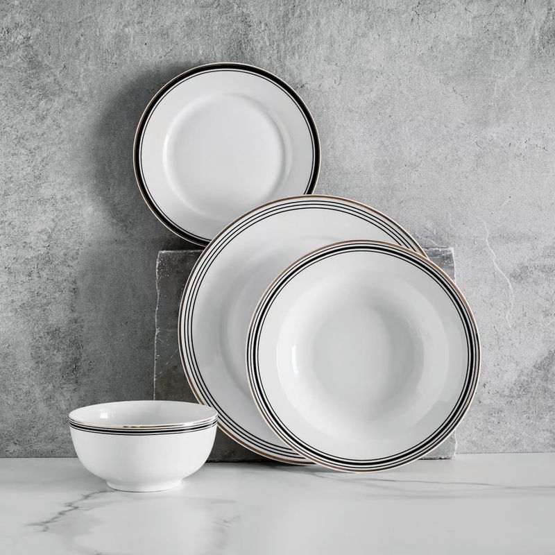 Casa si Gradina - Bucatarie si vesela - Vesela si tacamuri - Farfurii si boluri - Farfurie adanca 23 cm, portelan, AMBITION Art Deco - Infinity.ro