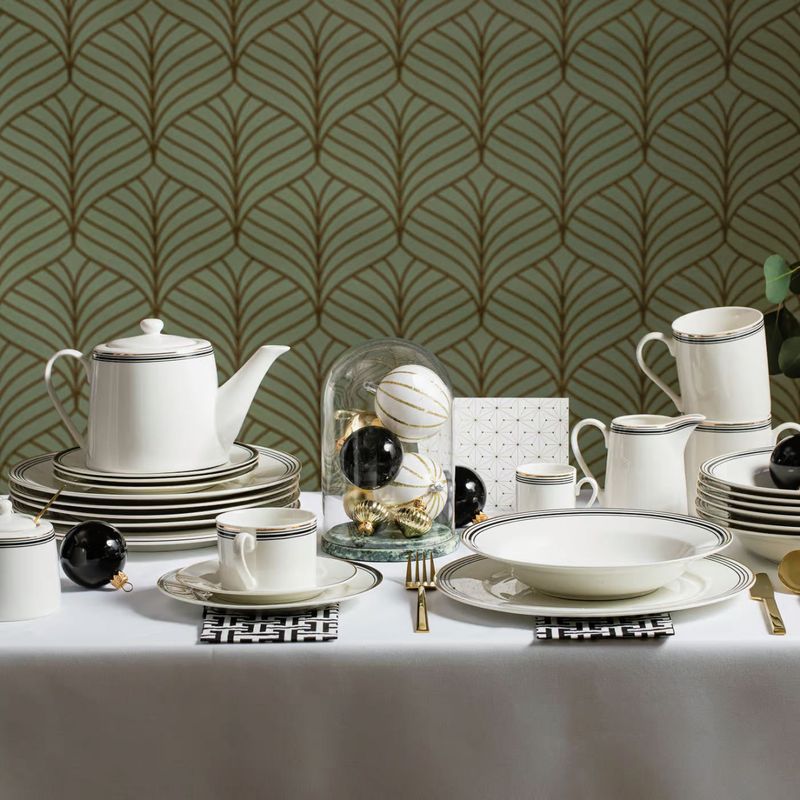 Casa si Gradina - Bucatarie si vesela - Vesela si tacamuri - Farfurii si boluri - Farfurie adanca 23 cm, portelan, AMBITION Art Deco - Infinity.ro