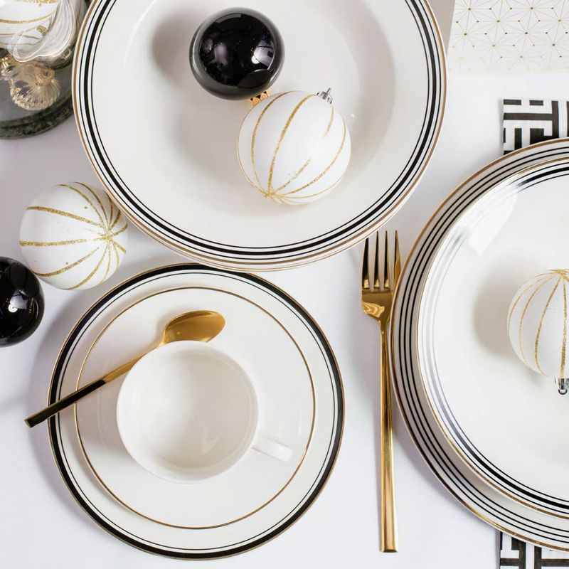 Casa si Gradina - Bucatarie si vesela - Vesela si tacamuri - Farfurii si boluri - Farfurie adanca 23 cm, portelan, AMBITION Art Deco - Infinity.ro