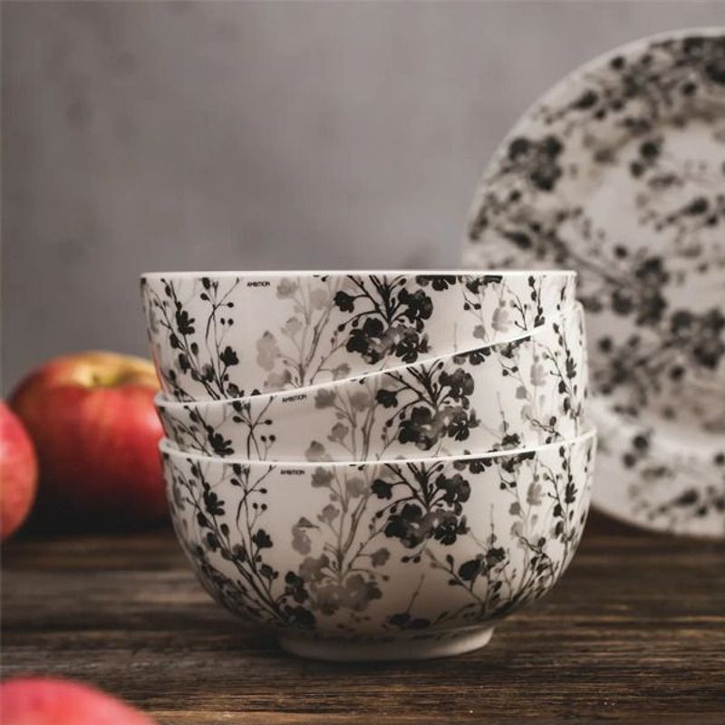 Casa si Gradina - Bucatarie si vesela - Vesela si tacamuri - Farfurii si boluri - Bol portelan 14 cm, AMBITION Black Nature - Infinity.ro