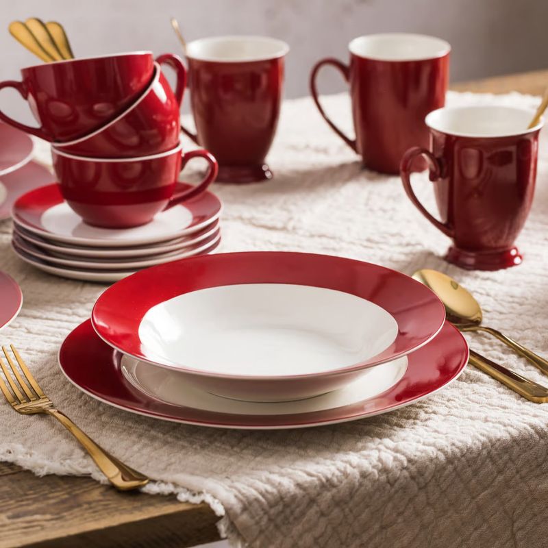 Casa si Gradina - Bucatarie si vesela - Vesela si tacamuri - Farfurii si boluri - Farfurie plata 27 cm, portelan, AMBITION Aura Red - Infinity.ro