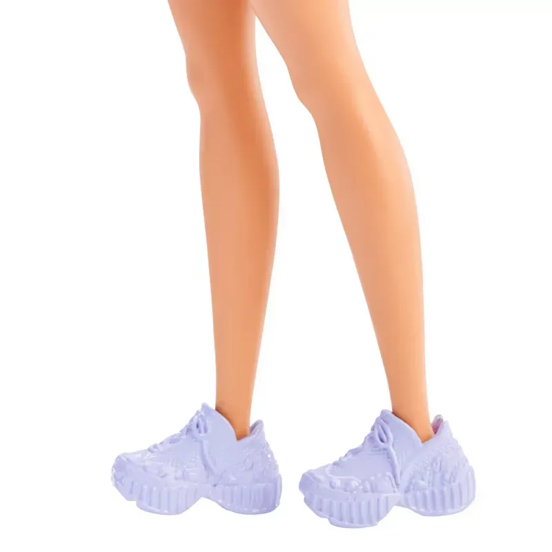 Jucarii, Copii si Bebe - Jucarii si jocuri - Papusi si accesorii - Papusi - Papusa barbie fashionista cu par mov cu rochie cu umeri bufanti - Infinity.ro