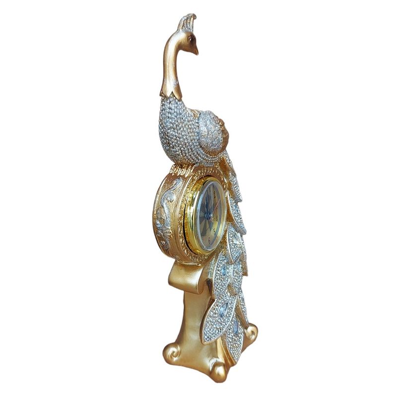 Casa si Gradina - Decoratiuni - Ceasuri - Ceas de masa, Paun, Auriu, 29 cm, 15717-48 - Infinity.ro