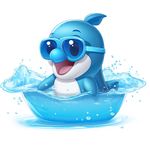 Casa si Gradina - Decoratiuni - Stickere decorative - Sticker decorativ, Delfin, Albastru, 72 cm, 1352STK-3 - Infinity.ro