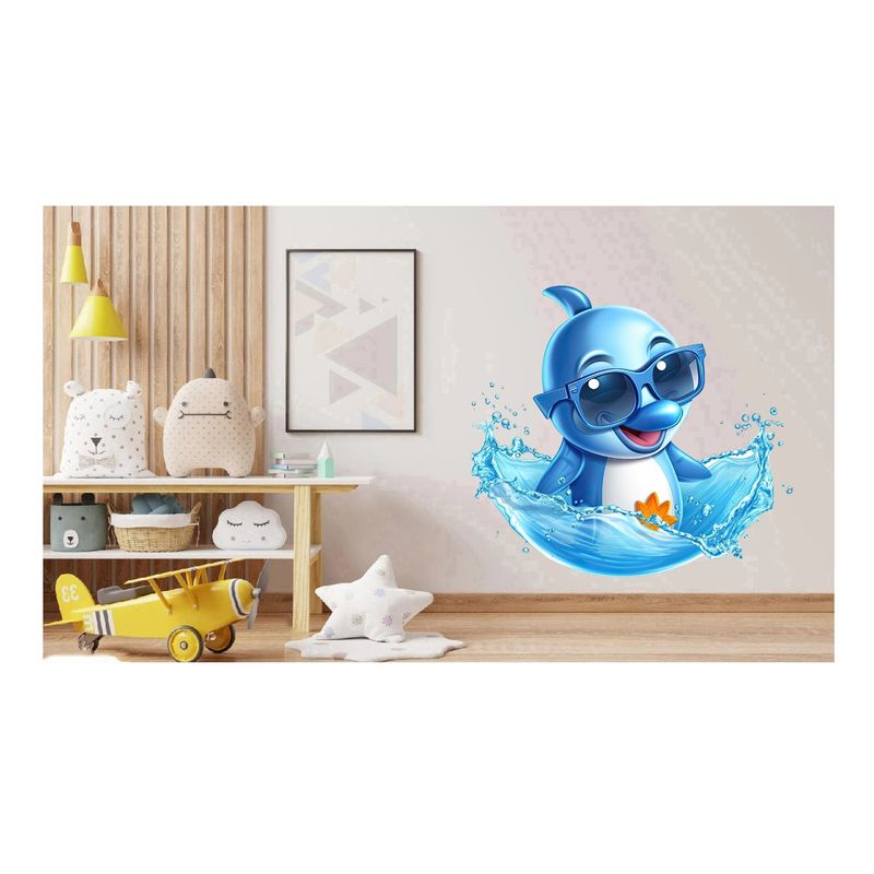 Casa si Gradina - Decoratiuni - Stickere decorative - Sticker decorativ, Delfin, Albastru, 66 cm, 1352STK-5 - Infinity.ro