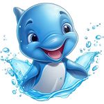 Casa si Gradina - Decoratiuni - Stickere decorative - Sticker decorativ, Delfin, Albastru, 63 cm, 1352STK-7 - Infinity.ro