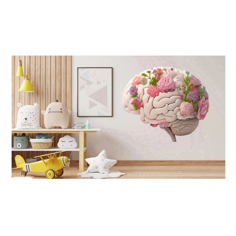 Casa si Gradina - Decoratiuni - Stickere decorative - Sticker decorativ, Creier cu Flori, Alb, 69 cm, 1353STK-4 - Infinity.ro