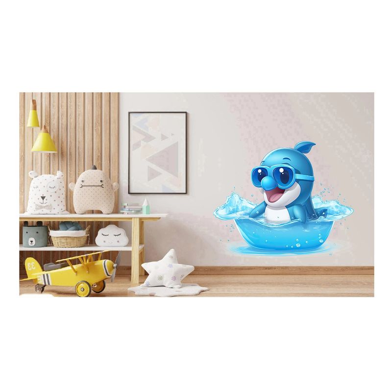 Casa si Gradina - Decoratiuni - Stickere decorative - Sticker decorativ, Delfin, Albastru, 72 cm, 1352STK-3 - Infinity.ro