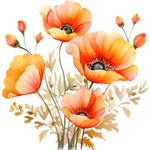 Casa si Gradina - Decoratiuni - Stickere decorative - Sticker decorativ, Buchet de Flori Maci, Portocaliu, 61 cm, 1350STK-5 - Infinity.ro