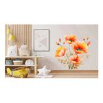 Casa si Gradina - Decoratiuni - Stickere decorative - Sticker decorativ, Buchet de Flori Maci, Portocaliu, 61 cm, 1350STK-5 - Infinity.ro