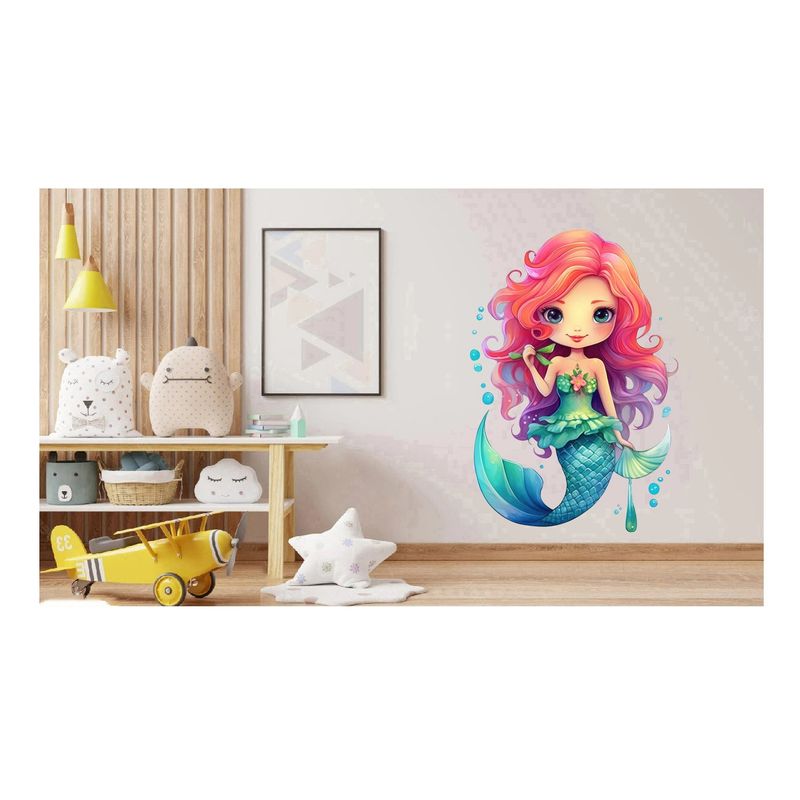 Casa si Gradina - Decoratiuni - Stickere decorative - Sticker decorativ, Mica Sirena, Roz, 88 cm, 1344STK-1 - Infinity.ro