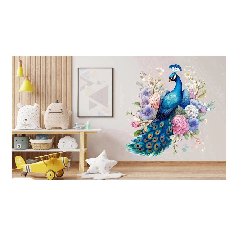 Casa si Gradina - Decoratiuni - Stickere decorative - Sticker decorativ, Paun, Albastru, 62 cm, 1345STK-5 - Infinity.ro