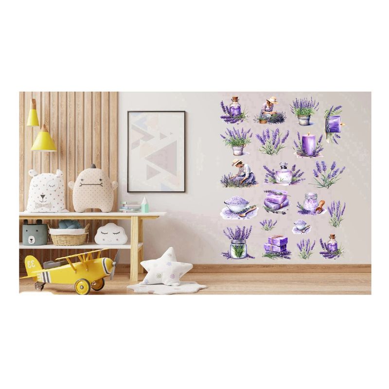 Casa si Gradina - Decoratiuni - Stickere decorative - Sticker decorativ, Colaj cu Lavanda, 20 stickere, Mov, 90 cm, 1339STK-15 - Infinity.ro