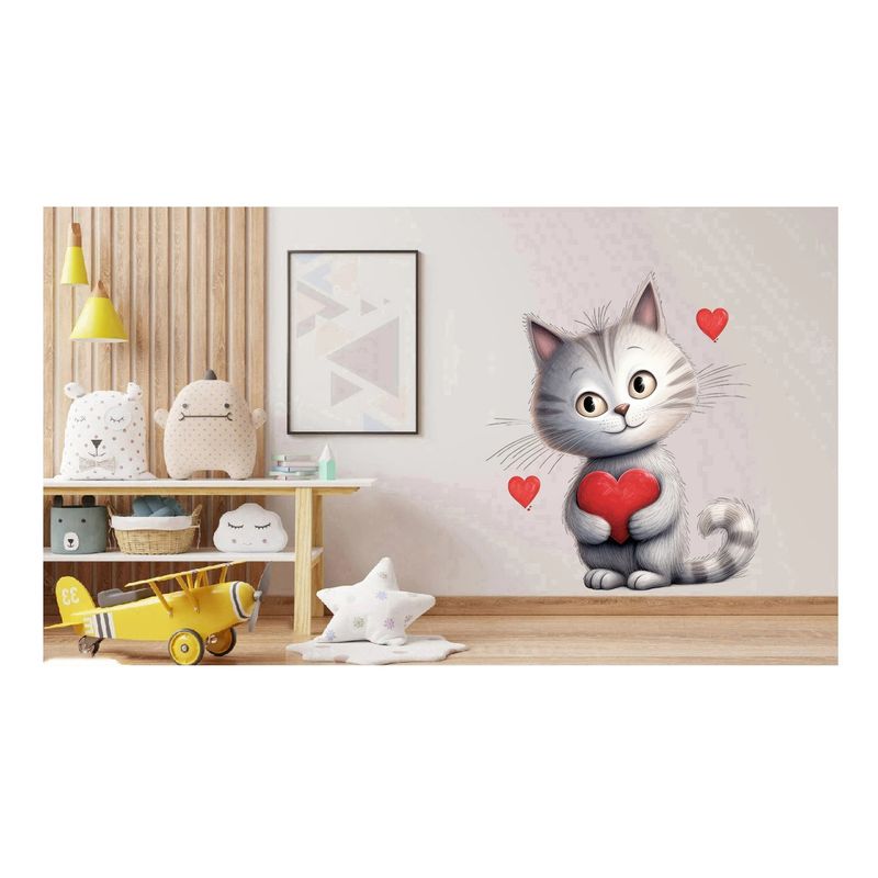 Casa si Gradina - Decoratiuni - Stickere decorative - Sticker decorativ, Pisica, Alb, 65 cm, 1326STK-2 - Infinity.ro