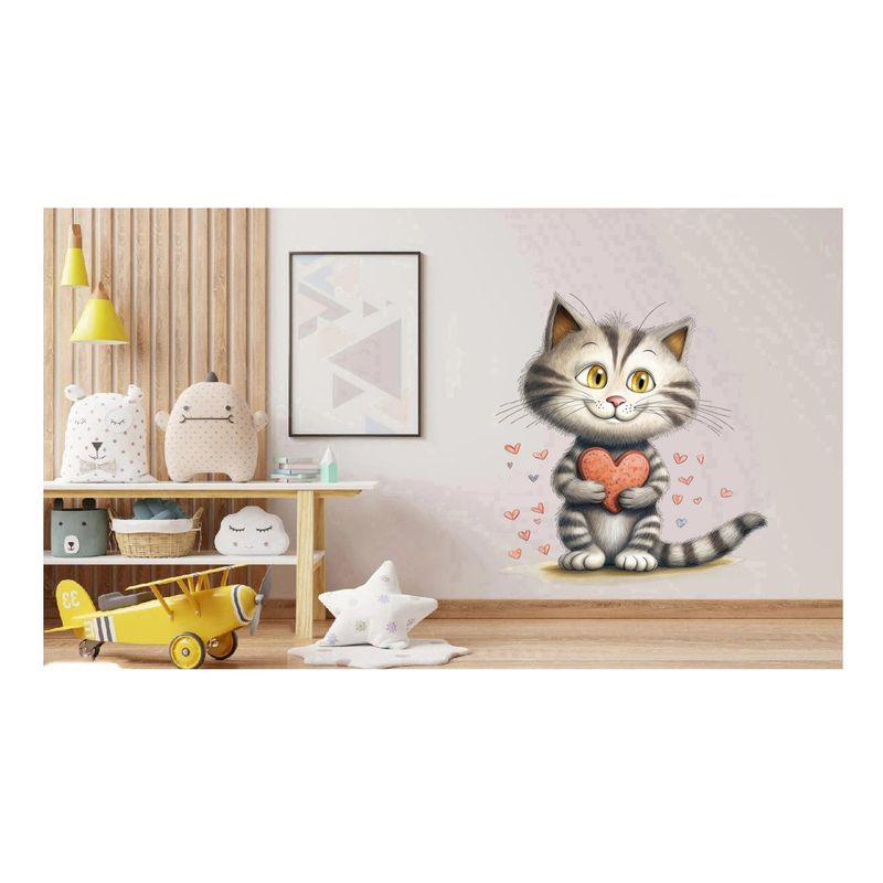 Casa si Gradina - Decoratiuni - Stickere decorative - Sticker decorativ, Pisica, Gri, 68 cm, 1326STK-1 - Infinity.ro