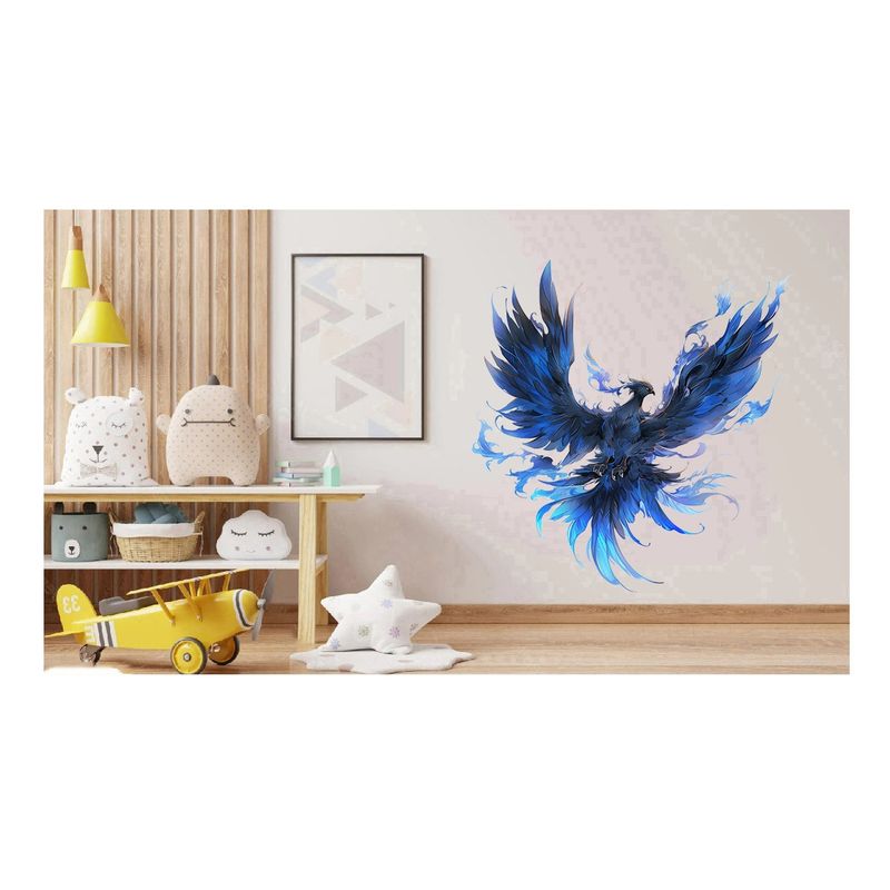 Casa si Gradina - Decoratiuni - Stickere decorative - Sticker decorativ, Pasarea Phoenix, Albastru, 63 cm, 1323STK-1 - Infinity.ro