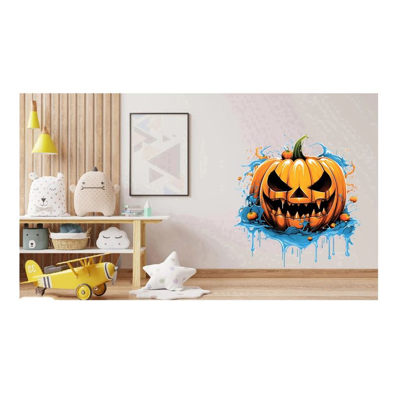 Casa si Gradina - Decoratiuni - Stickere decorative - Sticker decorativ, Dovleac Halloween, Portocaliu, 72 cm, 1322STK - Infinity.ro