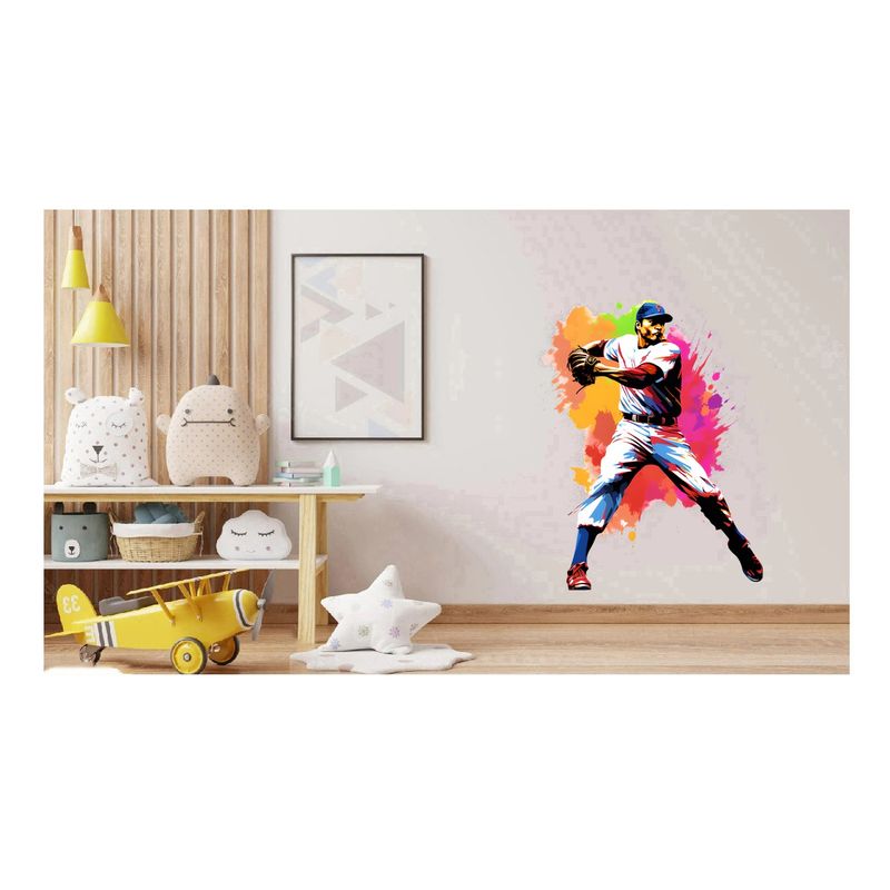 Casa si Gradina - Decoratiuni - Stickere decorative - Sticker decorativ, Jucator Baseball, Alb, 79 cm, 1335STK-2 - Infinity.ro