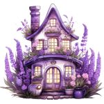 Casa si Gradina - Decoratiuni - Stickere decorative - Sticker decorativ, Casa cu Lavanda, Mov, 65 cm, 1361STK-5 - Infinity.ro