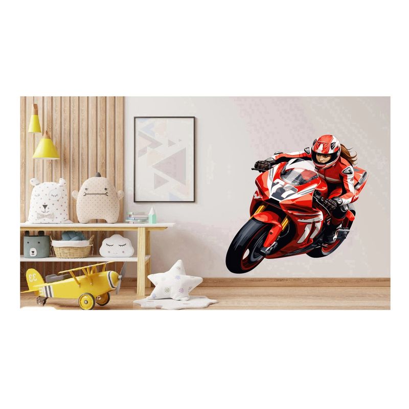 Casa si Gradina - Decoratiuni - Stickere decorative - Sticker decorativ, Motocicleta, Rosu, 68 cm, 1336STK-8 - Infinity.ro