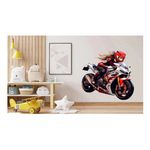 Casa si Gradina - Decoratiuni - Stickere decorative - Sticker decorativ, Motocicleta, Rosu, 70 cm, 1336STK-2 - Infinity.ro