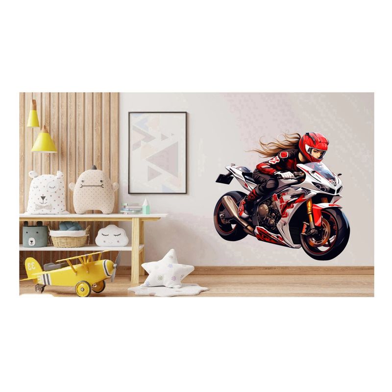 Casa si Gradina - Decoratiuni - Stickere decorative - Sticker decorativ, Motocicleta, Rosu, 70 cm, 1336STK-2 - Infinity.ro