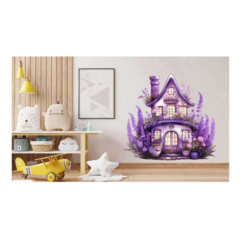 Casa si Gradina - Decoratiuni - Stickere decorative - Sticker decorativ, Casa cu Lavanda, Mov, 65 cm, 1361STK-5 - Infinity.ro