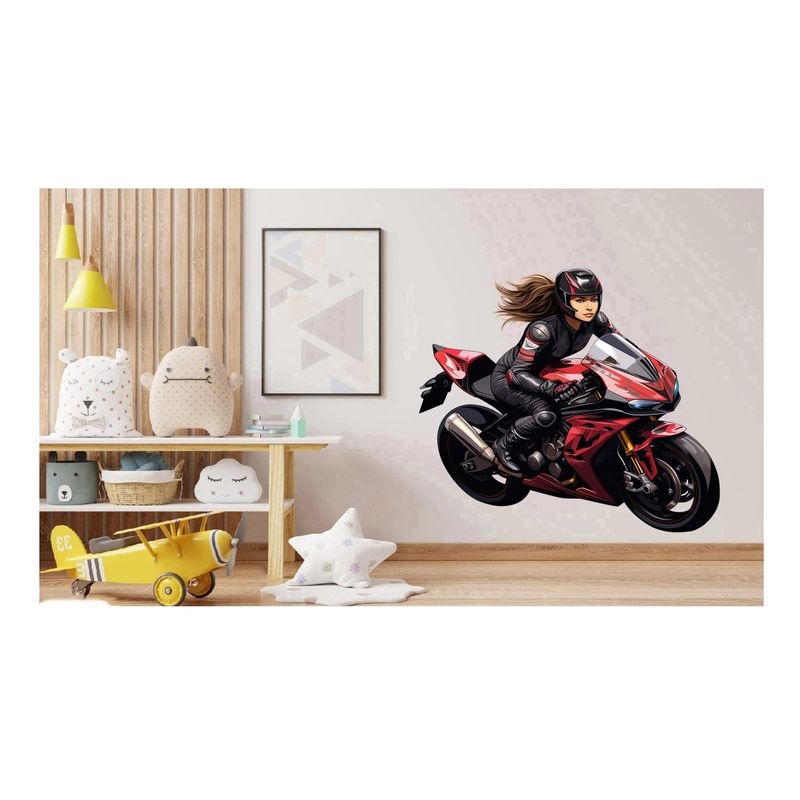 Casa si Gradina - Decoratiuni - Stickere decorative - Sticker decorativ, Motocicleta, Rosu-Negru, 60 cm, 1336STK-6 - Infinity.ro