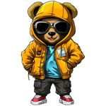 Casa si Gradina - Decoratiuni - Stickere decorative - Sticker decorativ, Teddy Hip Hop, Galben, 90 cm, 1332STK - Infinity.ro