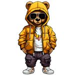 Casa si Gradina - Decoratiuni - Stickere decorative - Sticker decorativ, Teddy Hip Hop, Portocaliu, 90 cm, 1332STK-6 - Infinity.ro