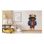 Casa si Gradina - Decoratiuni - Stickere decorative - Sticker decorativ, Teddy Hip Hop, Albastru, 90 cm, 1332STK-8 - Infinity.ro