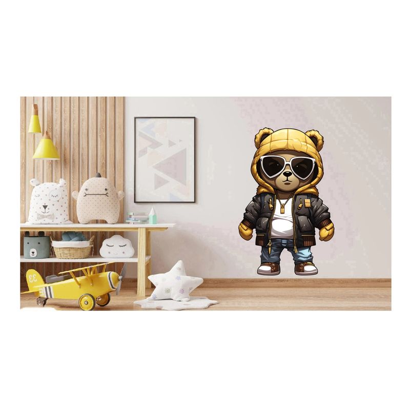Casa si Gradina - Decoratiuni - Stickere decorative - Sticker decorativ, Teddy Hip Hop, Galben, 89 cm, 1332STK-2 - Infinity.ro