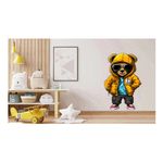 Casa si Gradina - Decoratiuni - Stickere decorative - Sticker decorativ, Teddy Hip Hop, Galben, 90 cm, 1332STK - Infinity.ro