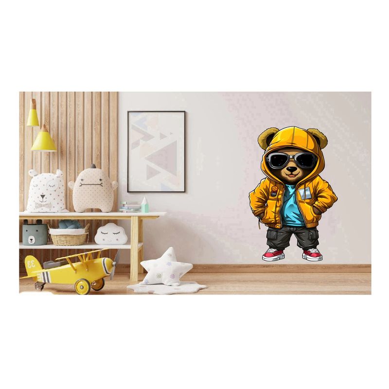Casa si Gradina - Decoratiuni - Stickere decorative - Sticker decorativ, Teddy Hip Hop, Galben, 90 cm, 1332STK - Infinity.ro