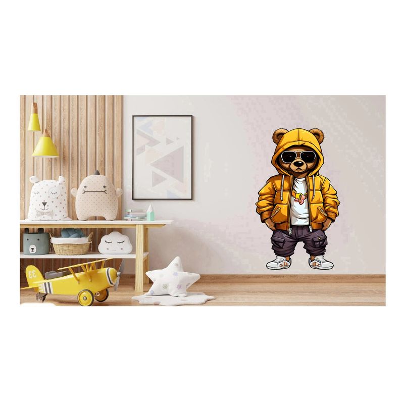 Casa si Gradina - Decoratiuni - Stickere decorative - Sticker decorativ, Teddy Hip Hop, Portocaliu, 90 cm, 1332STK-6 - Infinity.ro