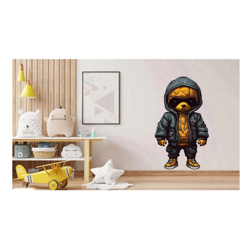 Casa si Gradina - Decoratiuni - Stickere decorative - Sticker decorativ, Teddy Hip Hop, Negru, 90 cm, 1332STK-3 - Infinity.ro
