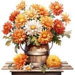 Casa si Gradina - Decoratiuni - Stickere decorative - Sticker decorativ, Flori Crizanteme, Portocaliu, 62 cm, 1363STK-8 - Infinity.ro