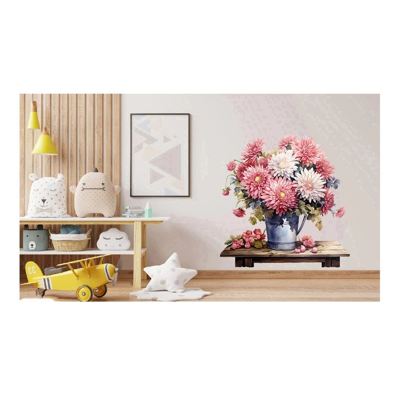 Casa si Gradina - Decoratiuni - Stickere decorative - Sticker decorativ, Flori Crizanteme, Roz, 61 cm, 1363STK - Infinity.ro