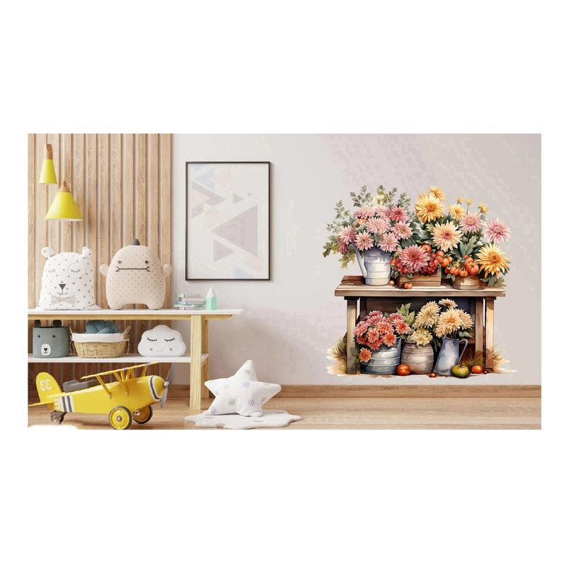Casa si Gradina - Decoratiuni - Stickere decorative - Sticker decorativ, Flori Crizanteme, Roz, 62 cm, 1363STK-2 - Infinity.ro