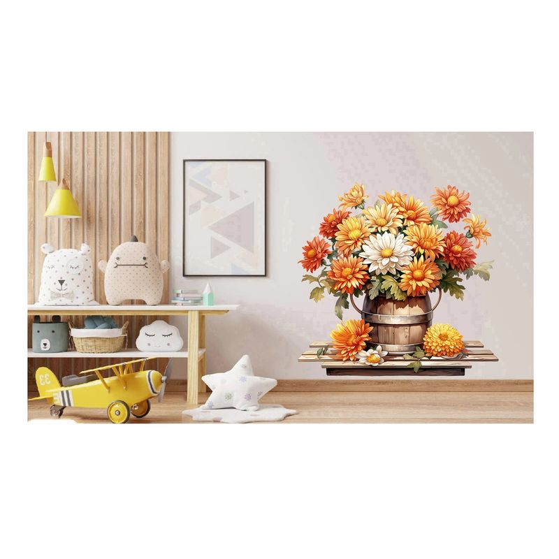 Casa si Gradina - Decoratiuni - Stickere decorative - Sticker decorativ, Flori Crizanteme, Portocaliu, 62 cm, 1363STK-8 - Infinity.ro