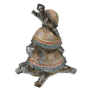 Ornament decorativ format din 3 Broascute suprapuse, Maro, 20 cm, 1116H