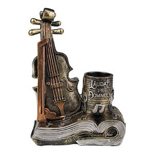 Statueta decorativa, Suport pentru pixuri in forma de vioara, 20 cm, 1563G1