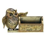 Casa si Gradina - Decoratiuni - Obiecte decorative - Accesorii decorative - Statueta decorativa in forma de bufnita cu suport pentru carti de vizita, Auriu, 17 cm, 1102H - Infinity.ro