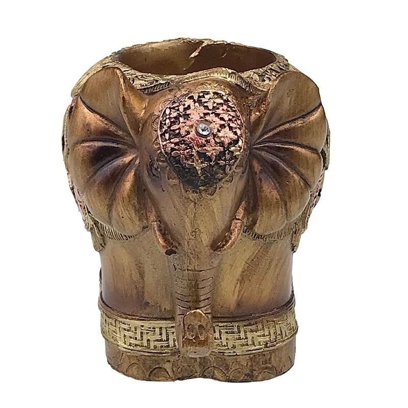 Casa si Gradina - Decoratiuni - Obiecte decorative - Accesorii decorative - Statueta decorativa in forma de elefant cu suport pentru pixuri, Auriu, 11 cm, 1106H - Infinity.ro
