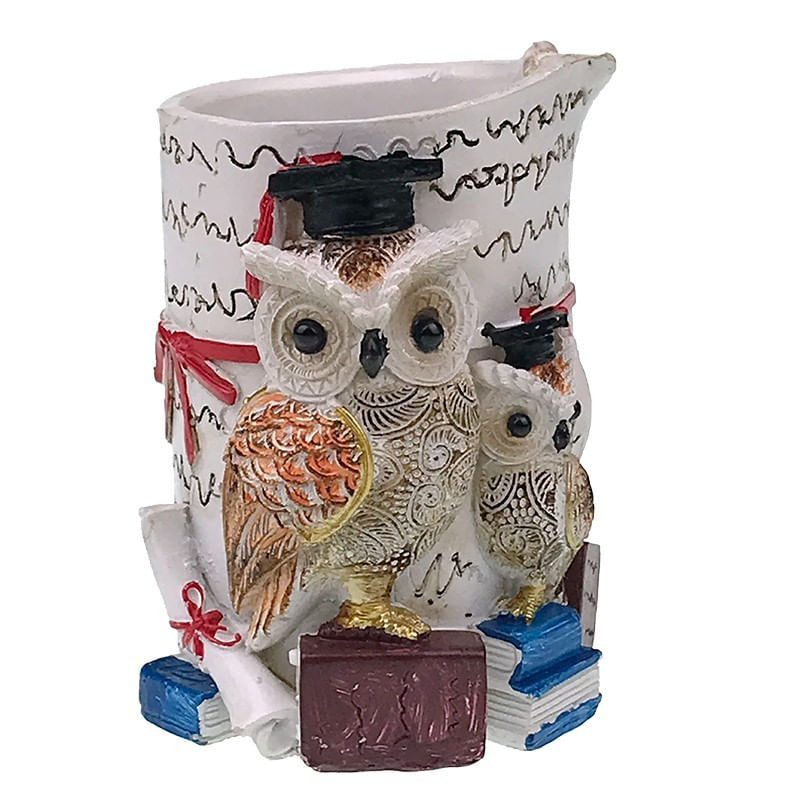 Casa si Gradina - Decoratiuni - Obiecte decorative - Accesorii decorative - Statueta decorativa in forma de bufnita cu suport pentru pixuri, Albastru, 11 cm, 1093H - Infinity.ro