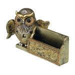 Casa si Gradina - Decoratiuni - Obiecte decorative - Accesorii decorative - Statueta decorativa in forma de bufnita cu suport pentru carti de vizita, Auriu, 17 cm, 1102H - Infinity.ro