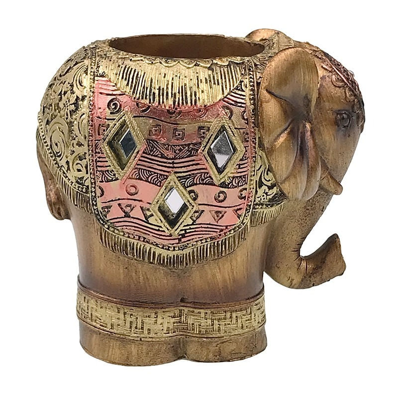 Casa si Gradina - Decoratiuni - Obiecte decorative - Accesorii decorative - Statueta decorativa in forma de elefant cu suport pentru pixuri, Auriu, 11 cm, 1106H - Infinity.ro