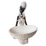 Casa si Gradina - Decoratiuni - Obiecte decorative - Accesorii decorative - Ornament decorativ, Africana cu suport pentru bijuterii, Alb, 24 cm, 222301S - Infinity.ro