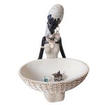 Casa si Gradina - Decoratiuni - Obiecte decorative - Accesorii decorative - Ornament decorativ, Africana cu suport pentru bijuterii, Alb, 24 cm, 222301S - Infinity.ro